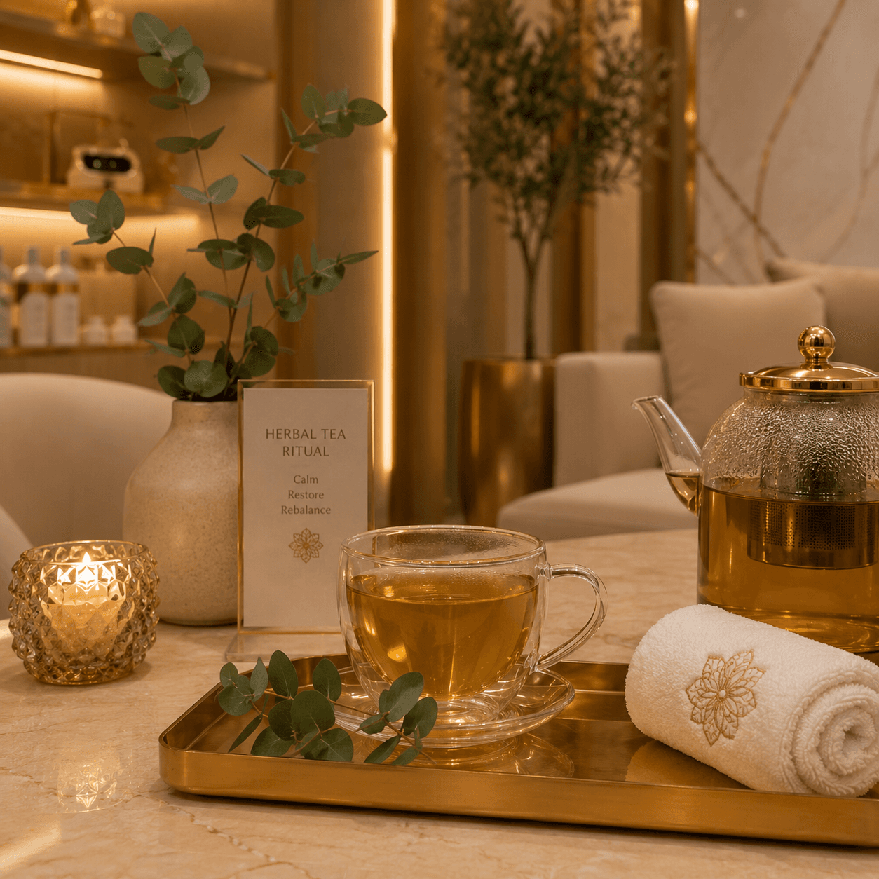 Herbal tea service in the lounge