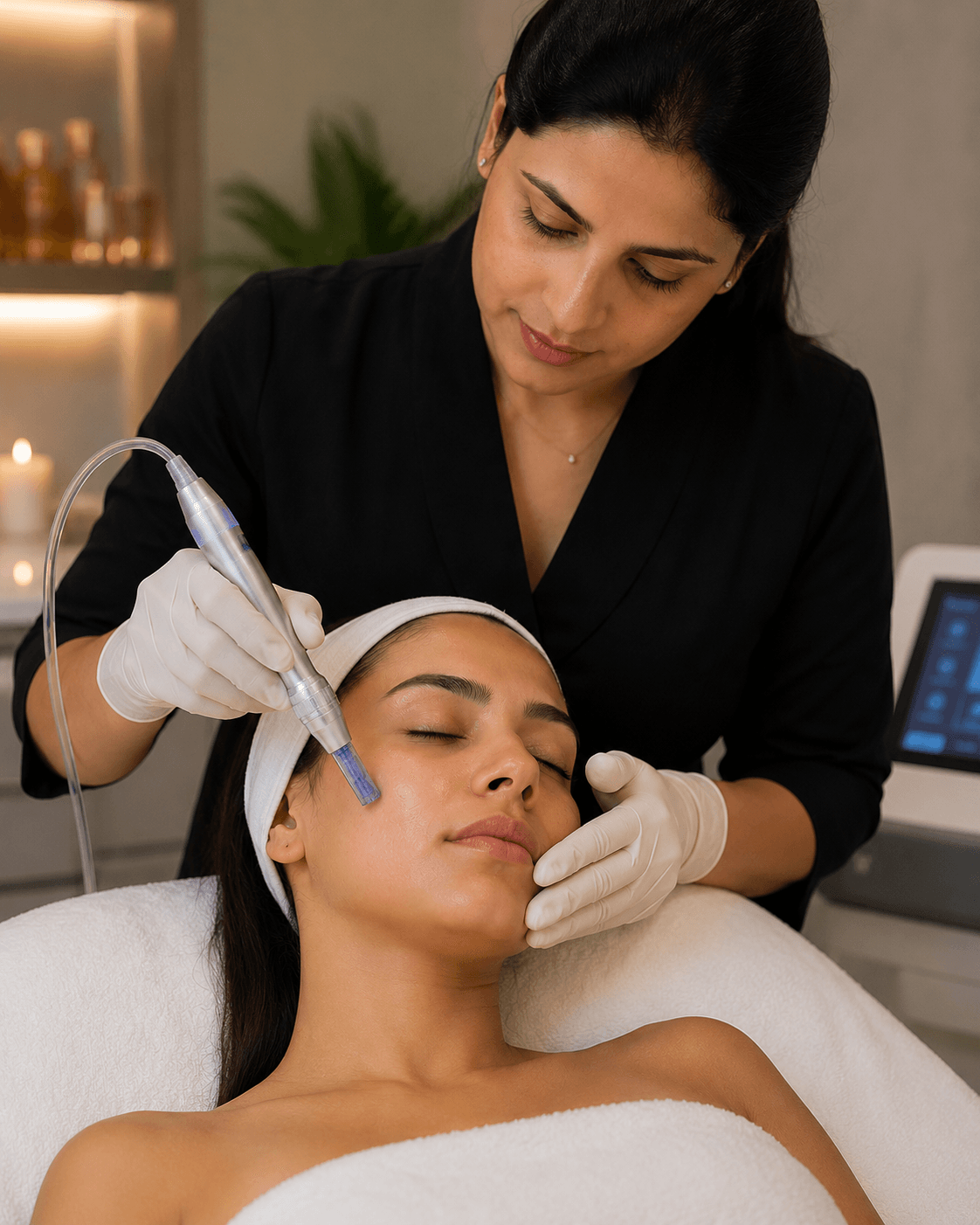 Advanced skin treatment — microneedling or peel